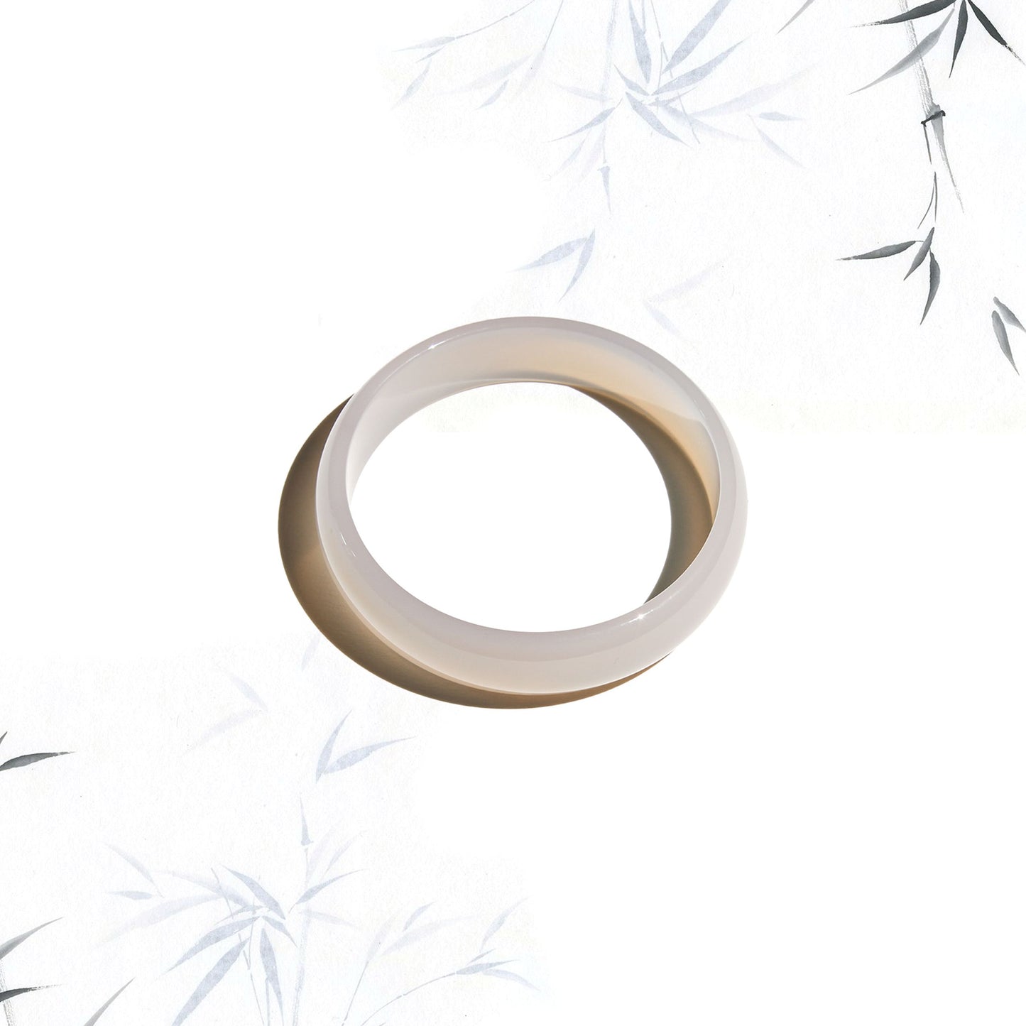 Born Once | "Pure" White Agate Jade Bangle Classic Round