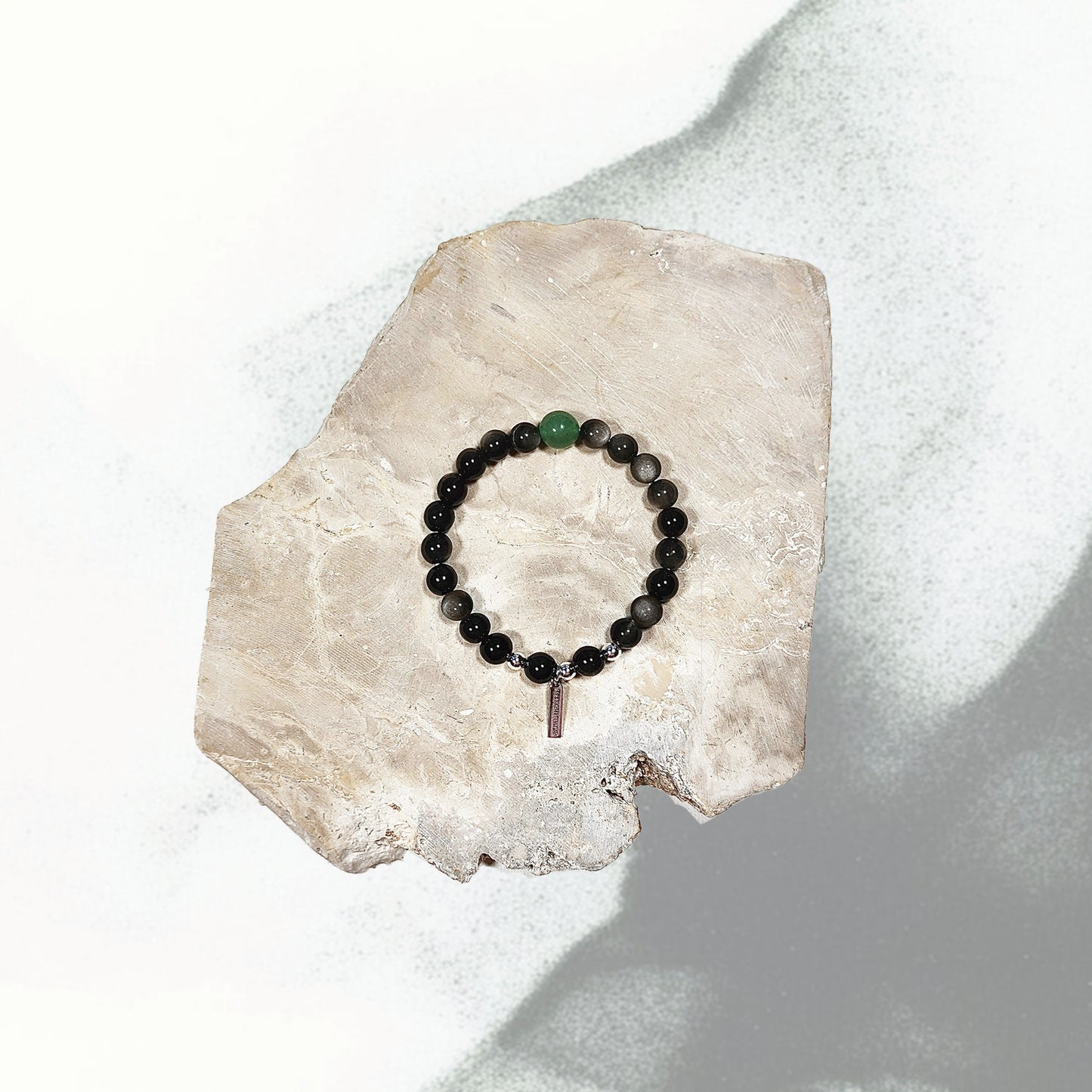 Shadow & Seed Bracelet Aventurine Silver Obsidian