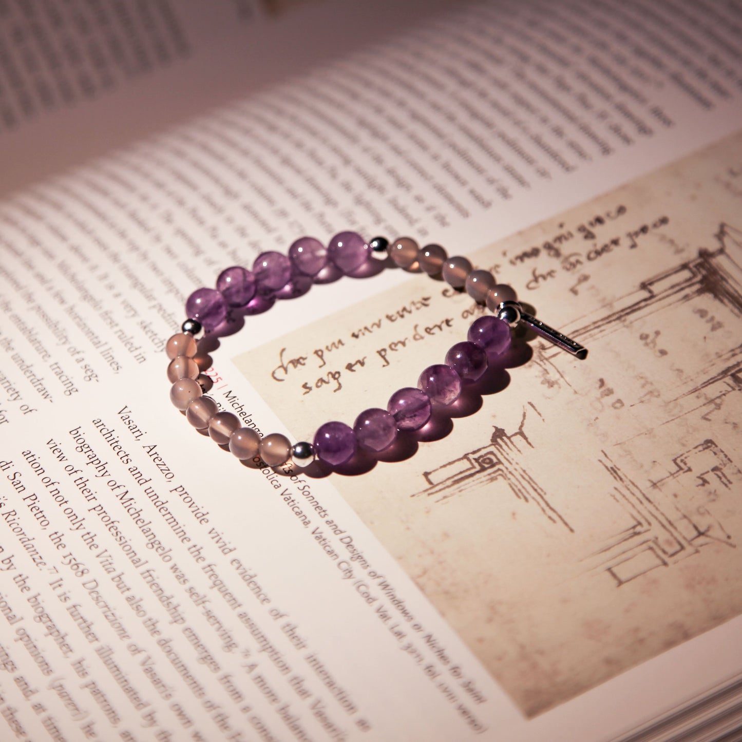 Amethyst Haze Bracelet - Grey Chalcedony Amethyst