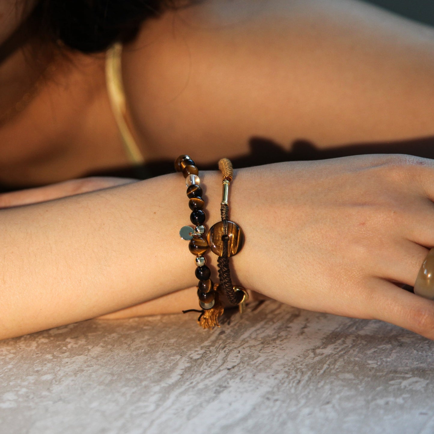 Ping An | Braided Tiger's Eye Peace Buckle Bracelet - Earth