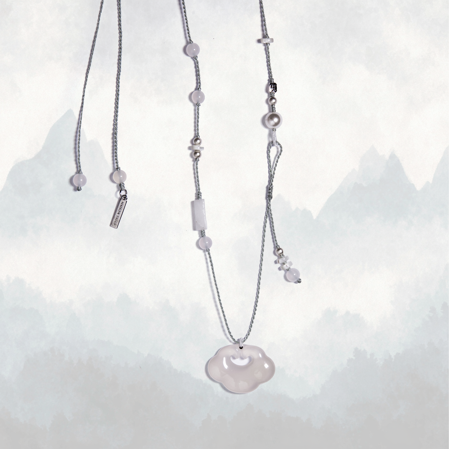 Yun | Braided Ice Chalcedony Cloud Lock Necklace - Metal