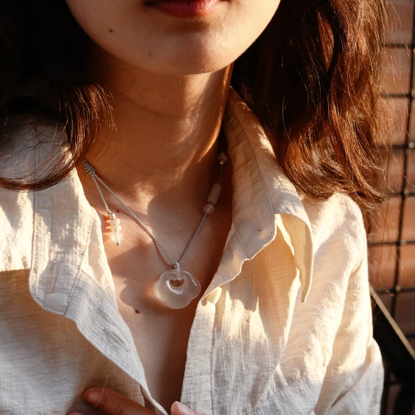 Yun | Braided Ice Chalcedony Cloud Lock Necklace - Metal