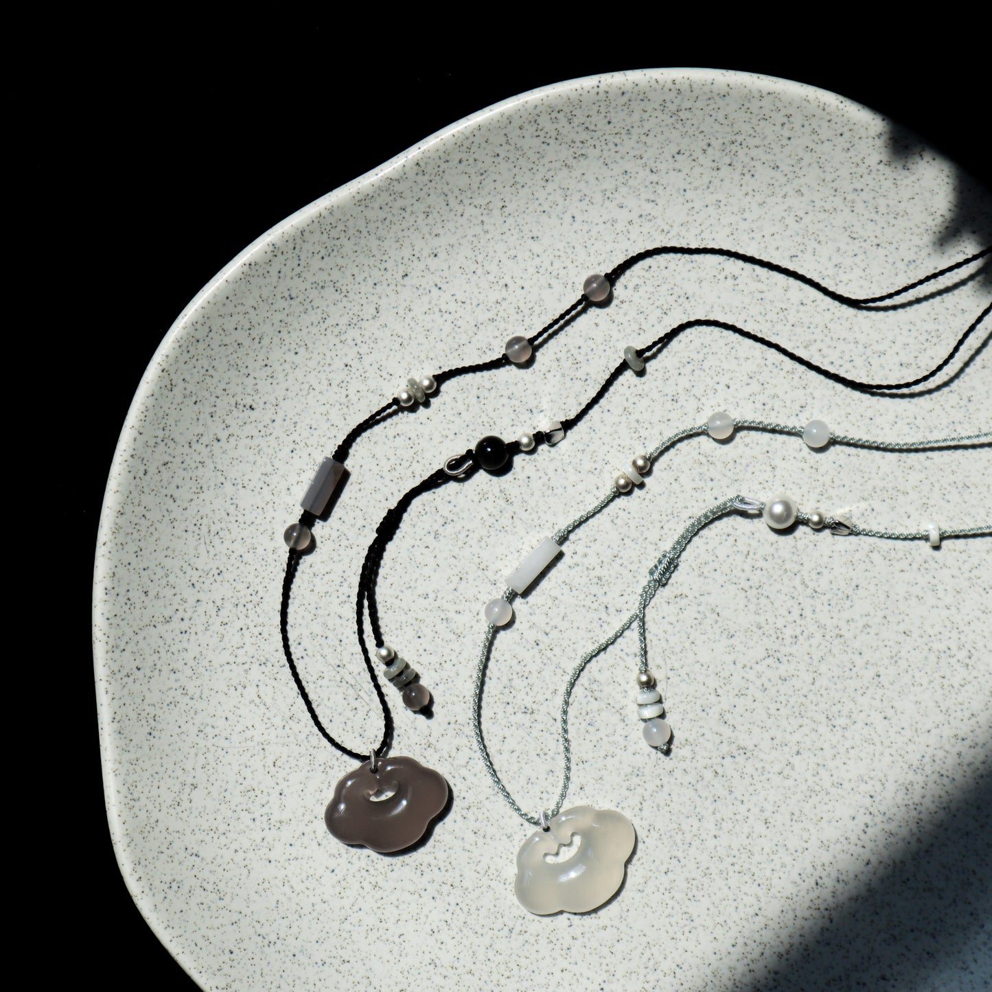 Yun | Braided Gray Chalcedony Cloud Lock Necklace - Water