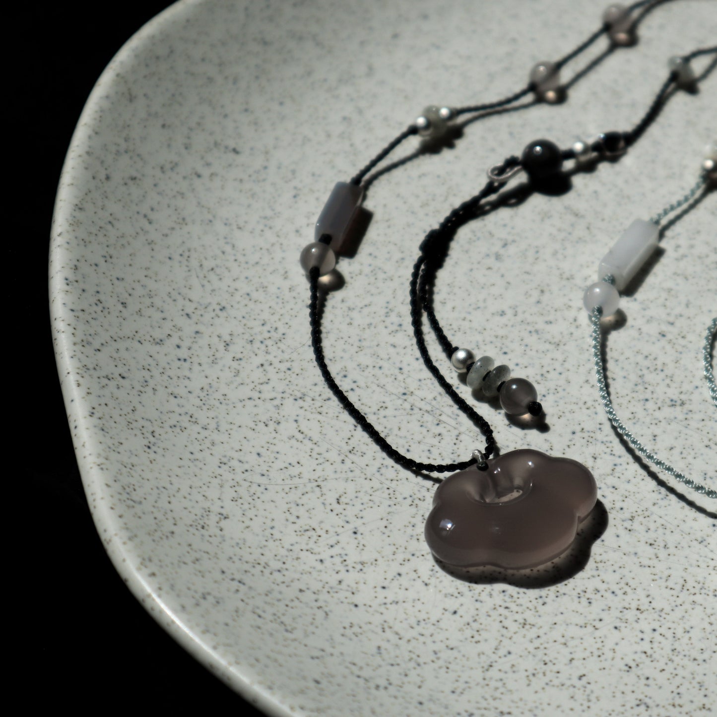 Yun | Braided Gray Chalcedony Cloud Lock Necklace - Water