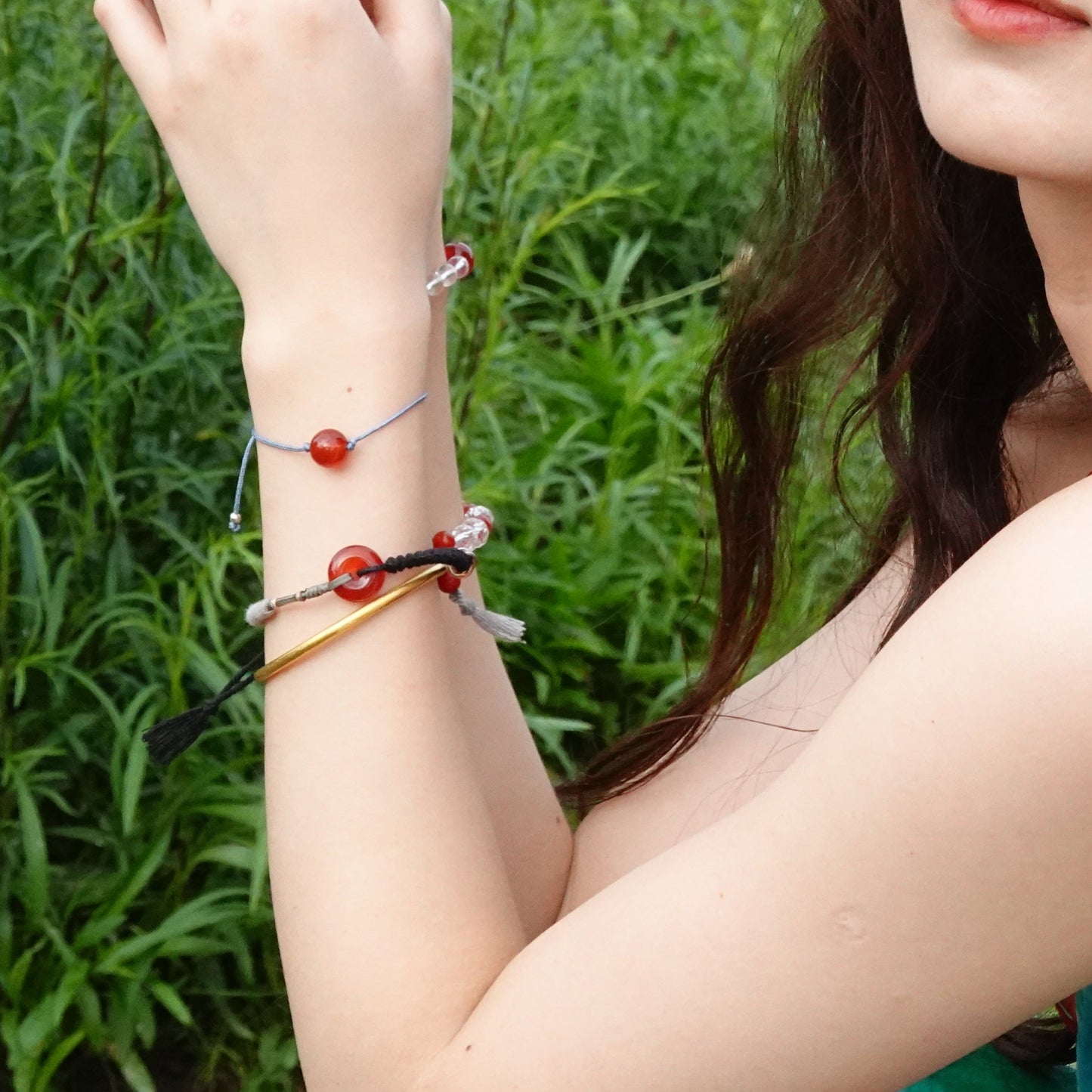 Ping An | Braided Red Carnelian Peace Buckle Bracelet - Fire