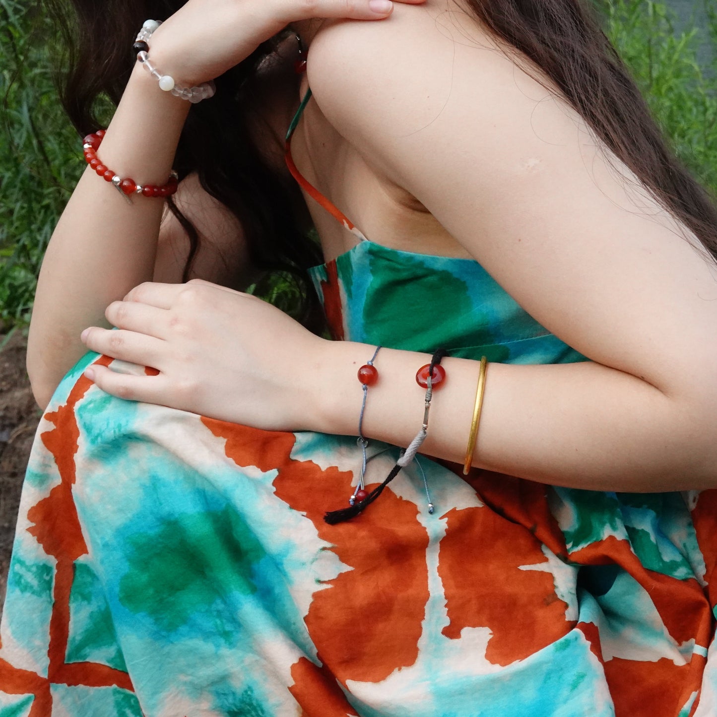 Ping An | Braided Red Carnelian Peace Buckle Bracelet - Fire