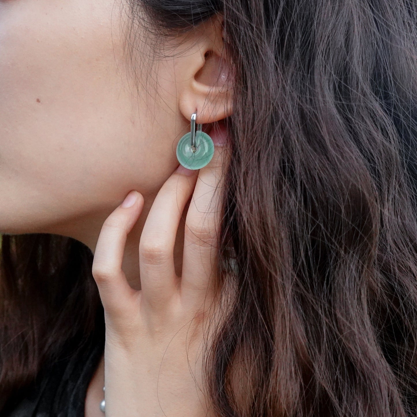 Ping An | Jade Peace Buckle Earrings - Wood