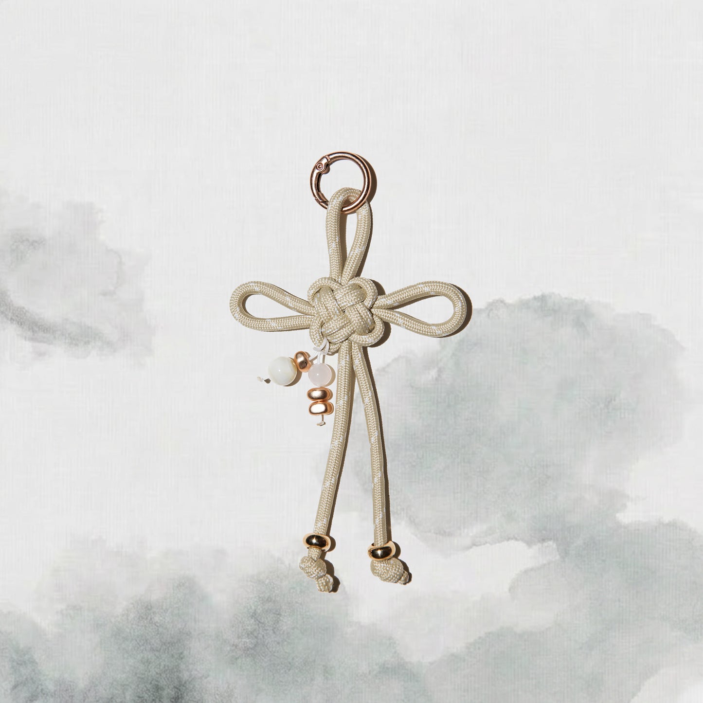 Jie | Fortune Knot White Jade Bag Charm - Metal