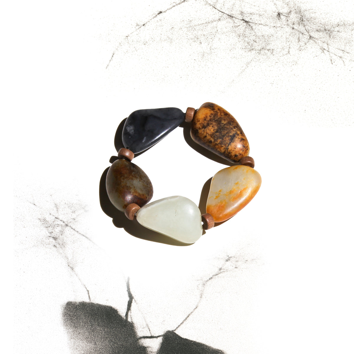 Born Once | "River Stones" - Nephrite Seed Jade Bracelet