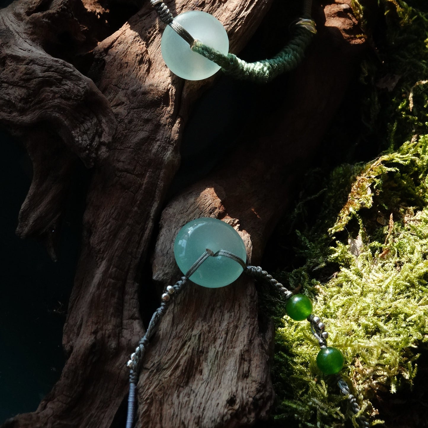 Ping An | Braided Jade Peace Buckle Necklace - Wood