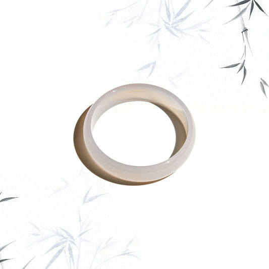 Born Once | "Pure" White Agate Jade Bangle Classic Round
