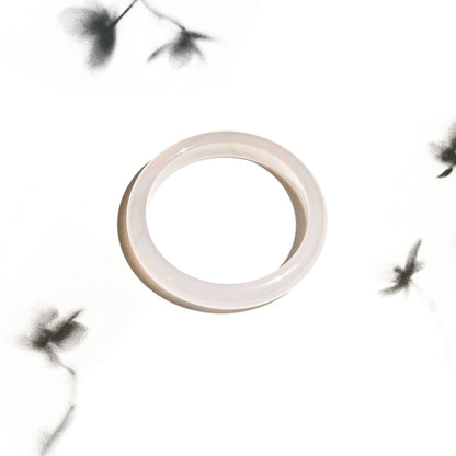 Born Once | "Lotus Blush" White Agate Jade Bangle Classic Round