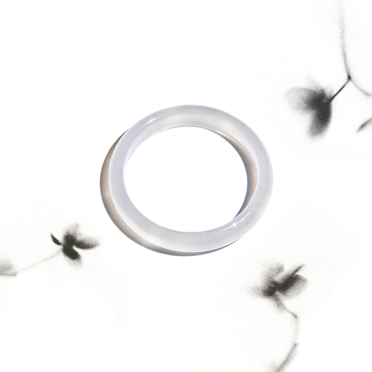 Born Once | "First Frost" White Agate Jade Bangle Classic Round