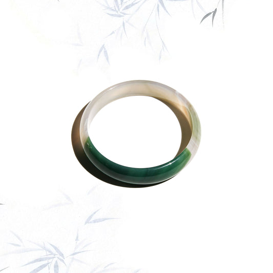 Born Once | "River" - Agate Jade Bangle Classic Round