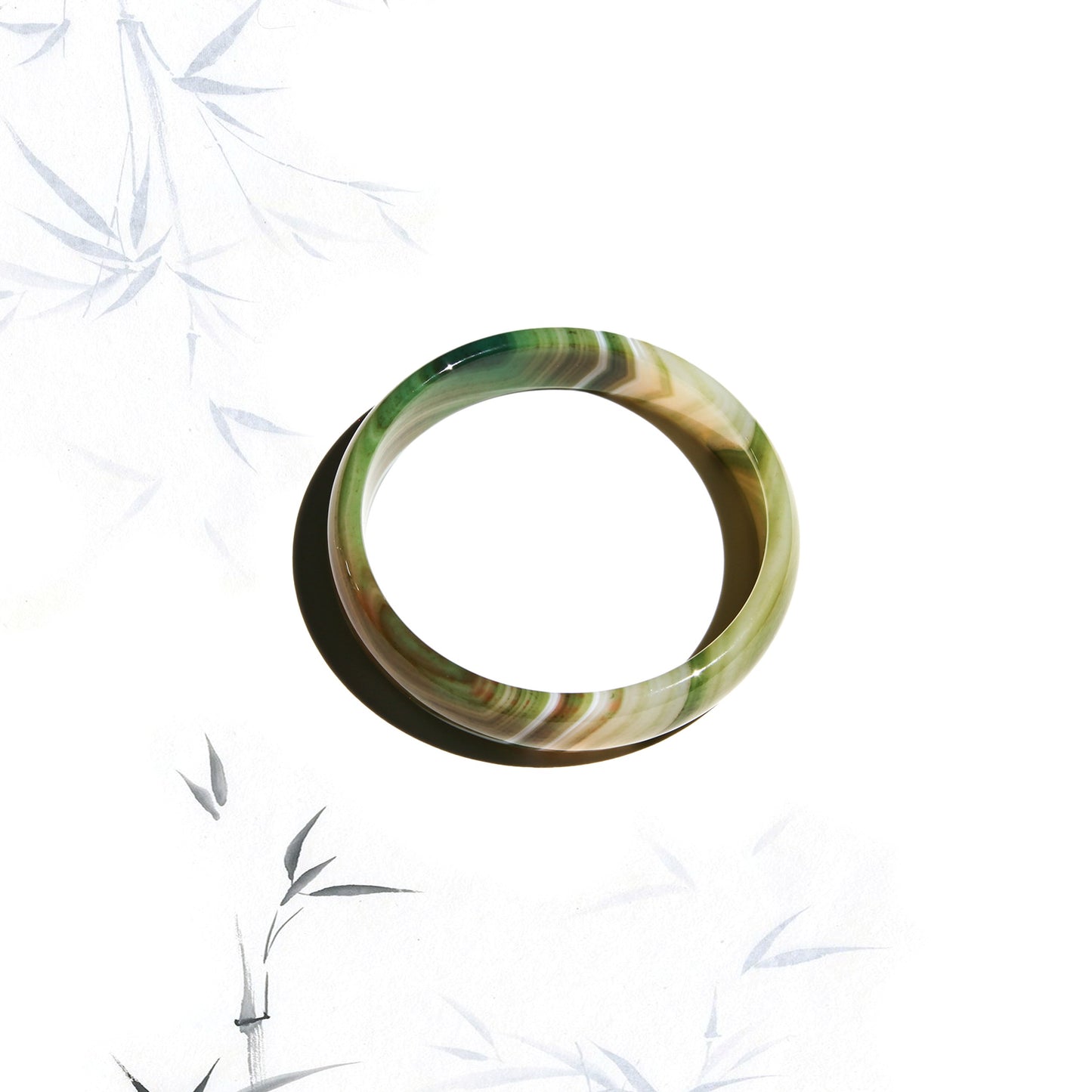 Born Once | "Strata" Agate Jade Bangle Classic Round