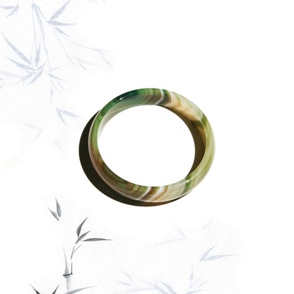 Born Once | "Strata" Agate Jade Bangle Classic Round