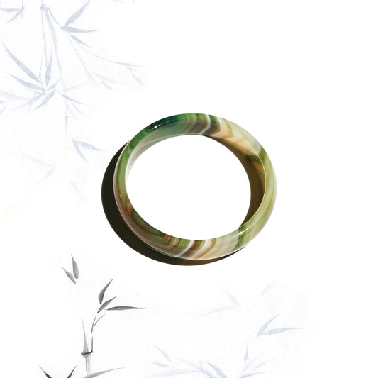 Born Once | "Strata" Agate Jade Bangle Classic Round