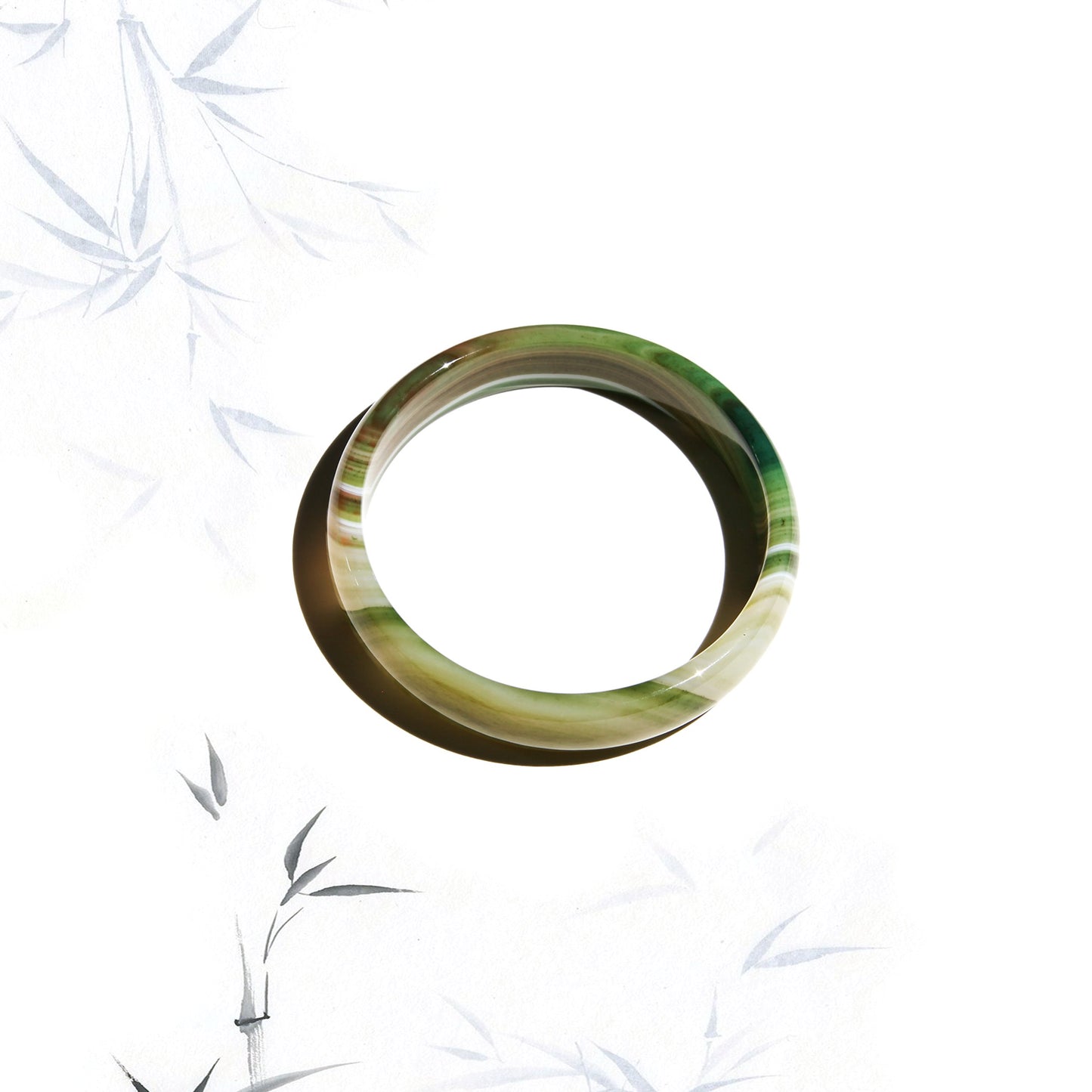 Born Once | "Strata" Agate Jade Bangle Classic Round