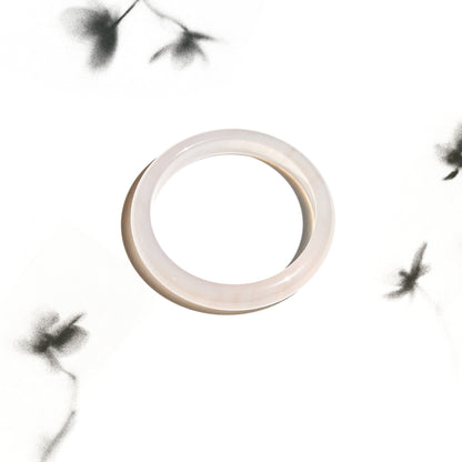 Born Once | "Lotus Blush" White Agate Jade Bangle Classic Round