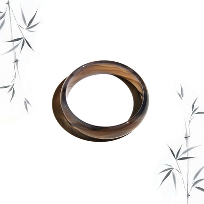 Born Once | "Ink" Black Agate Jade Bangle Classic Round