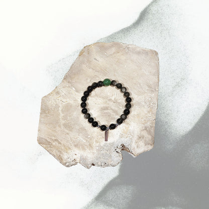 Shadow & Seed Bracelet Aventurine Silver Obsidian