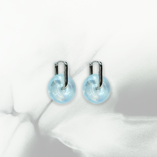 Ping An | Aquamarine Peace Buckle Earrings - Water
