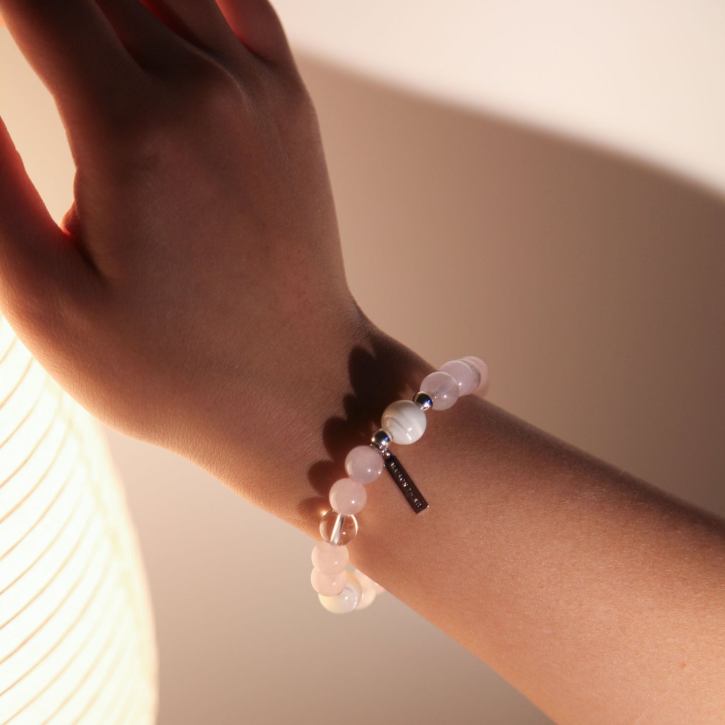 Moon Petal Bracelet - Rose Quartz Mother of Pearl