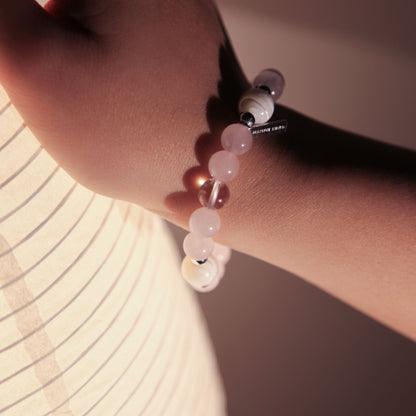 Moon Petal Bracelet - Rose Quartz Mother of Pearl