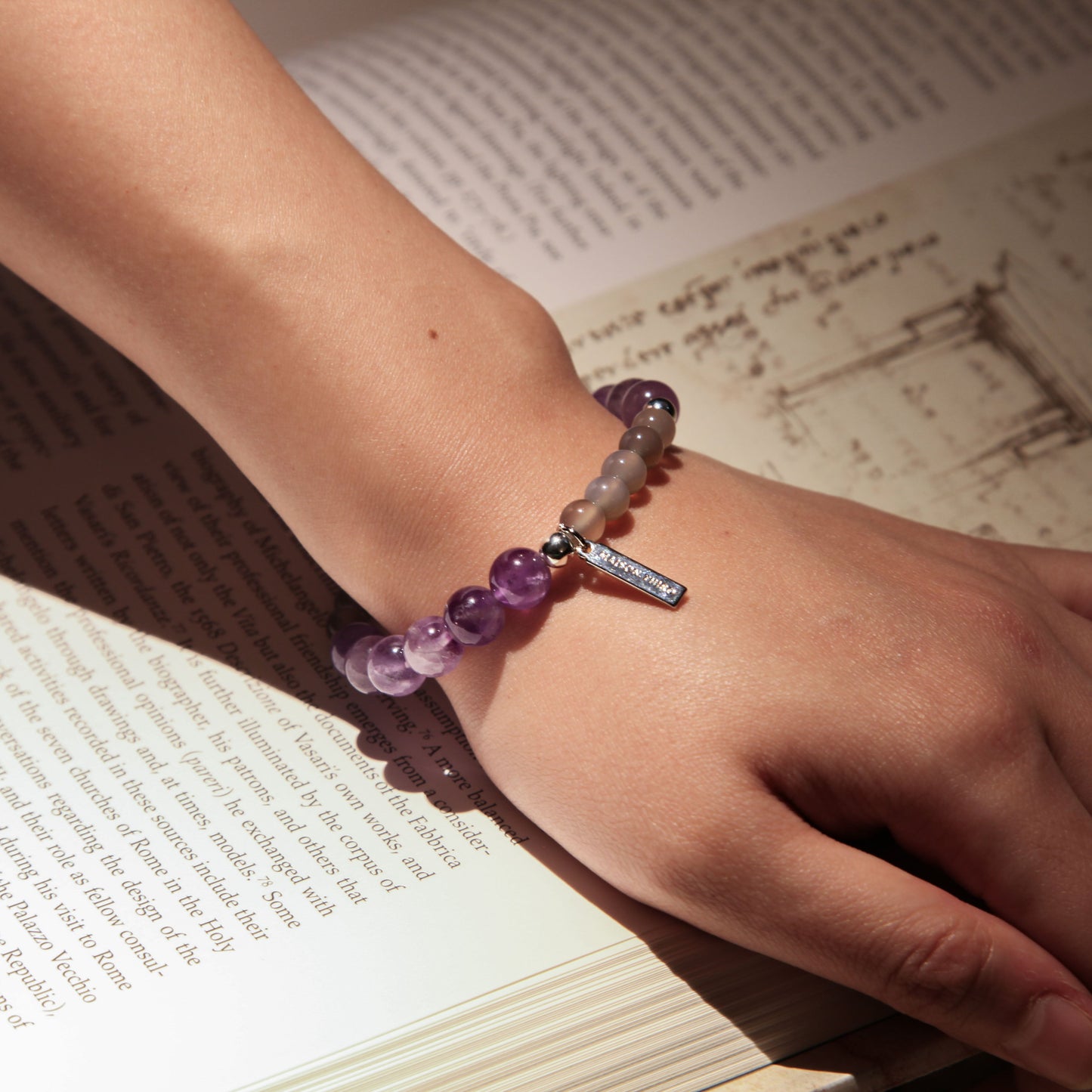 Amethyst Haze Bracelet - Grey Chalcedony Amethyst