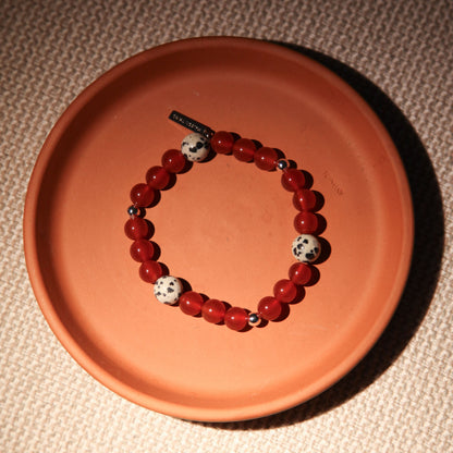 Lava Bracelet - Carnelian Dalmatian Jasper