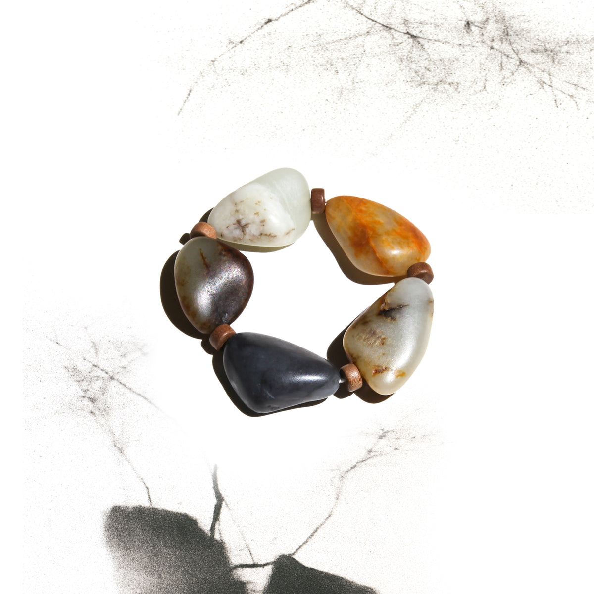 Born Once | "River Stones" - Nephrite Seed Jade Bracelet