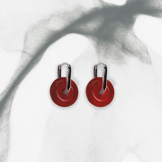 Ping An | Red Carnelian Peace Buckle Earrings - Fire