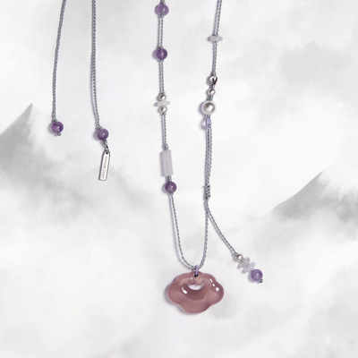 Yun | Braided Pink Chalcedony Cloud Lock Necklace - Fire