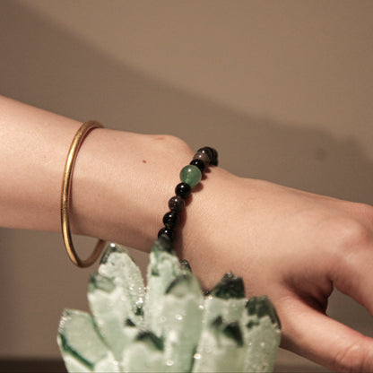 Shadow & Seed Bracelet Aventurine Silver Obsidian