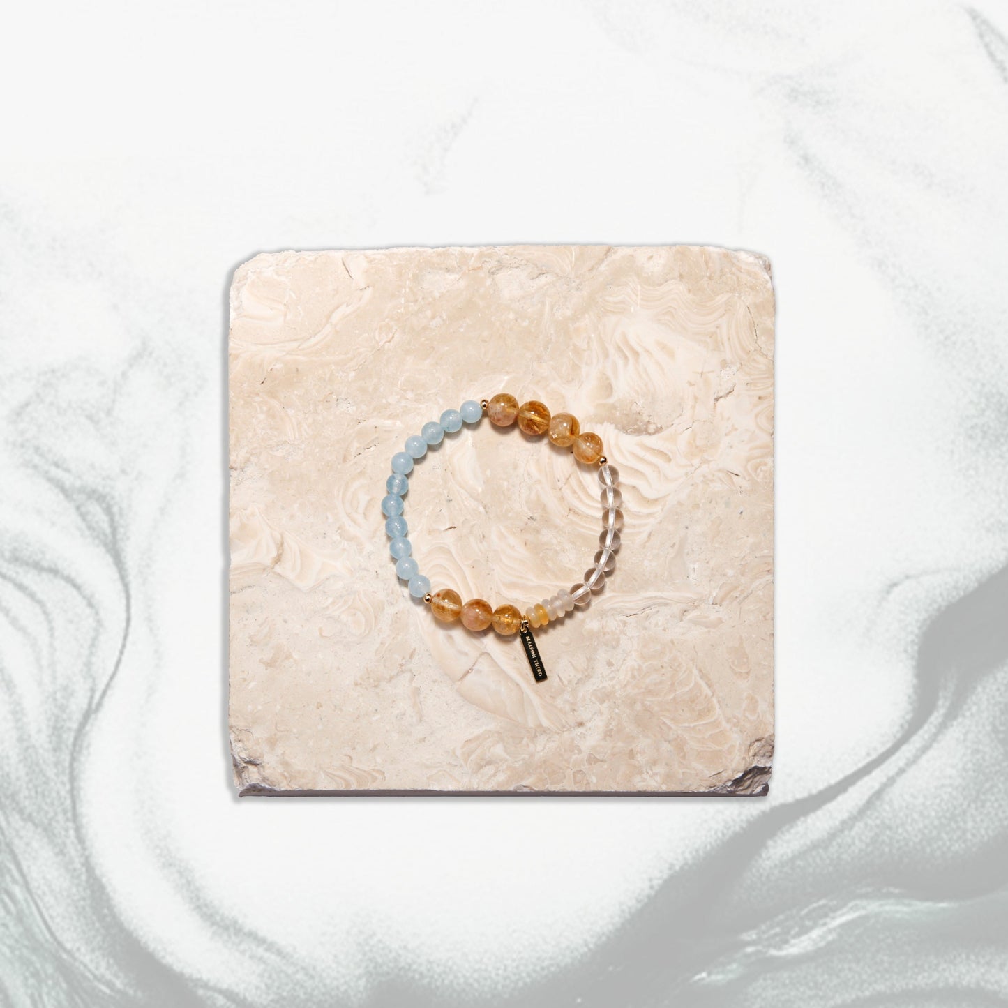Tangerine Sky Bracelet - Aquamarine Citrine Clear Quartz