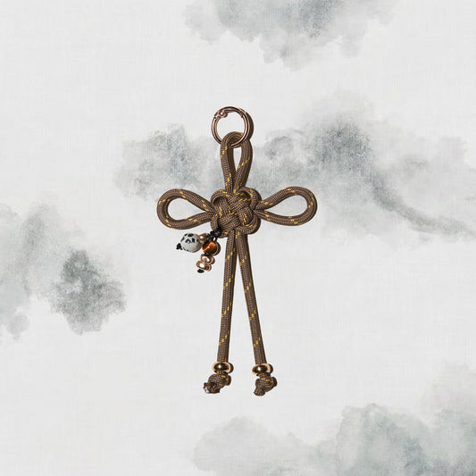 Jie | Fortune Knot Tiger's Eye Dalmatian Bag Charm - Earth