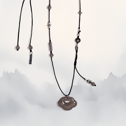 Yun | Braided Gray Chalcedony Cloud Lock Necklace - Water