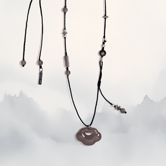 Yun | Braided Gray Chalcedony Cloud Lock Necklace - Water