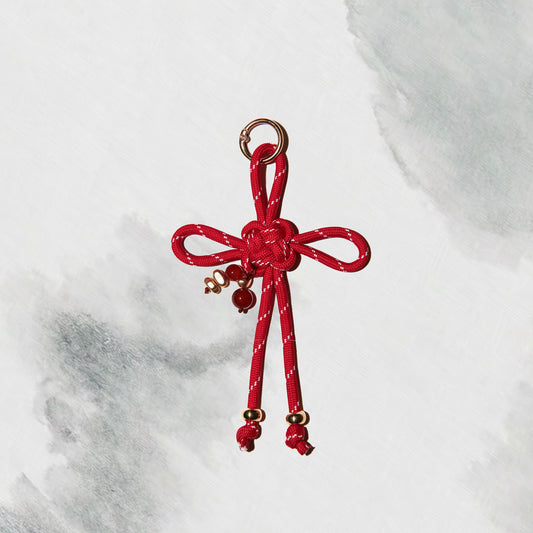 Jie | Fortune Knot Carnelian Bag Charm - Fire