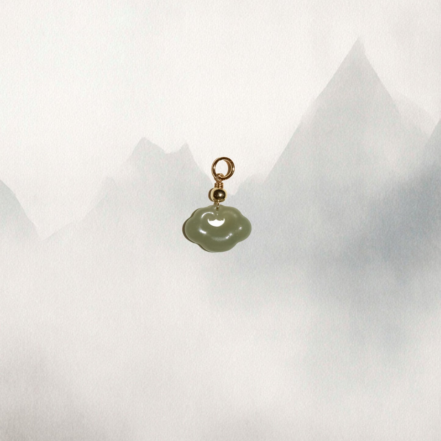 Yun | Nephrite Jade Baby Cloud Lock Charm - Wood