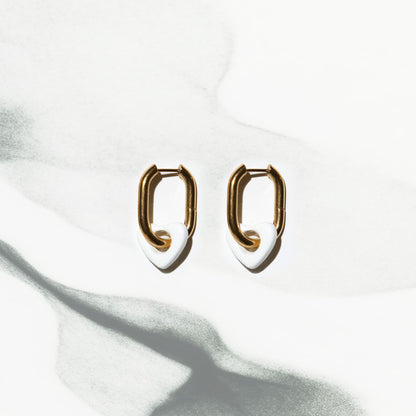 Kiln Heart - White Enamel Huggies Hoop Earrings