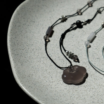 Yun | Braided Gray Chalcedony Cloud Lock Necklace - Water
