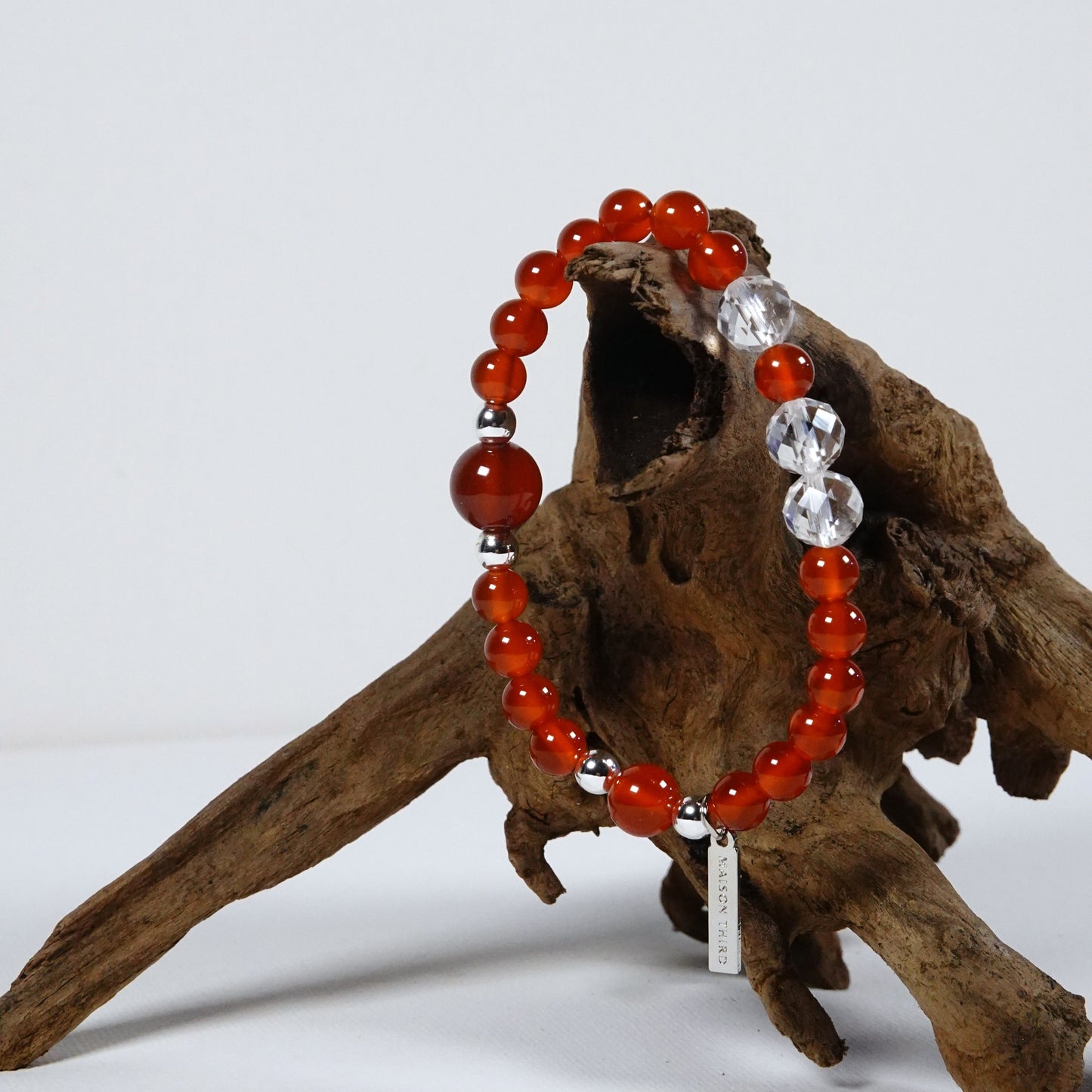Ignite Crystal Bracelet Red Carnelian Clear Quartz