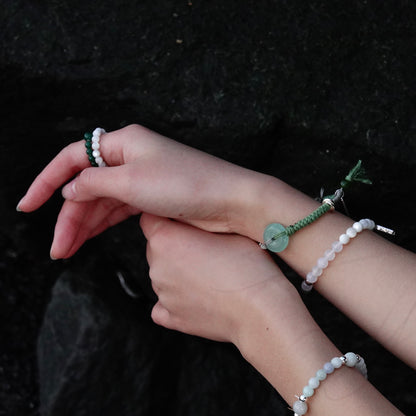 Ping An | Braided Jade Peace Buckle Bracelet - Wood