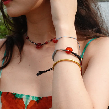 Ping An | Braided Red Carnelian Peace Buckle Bracelet - Fire