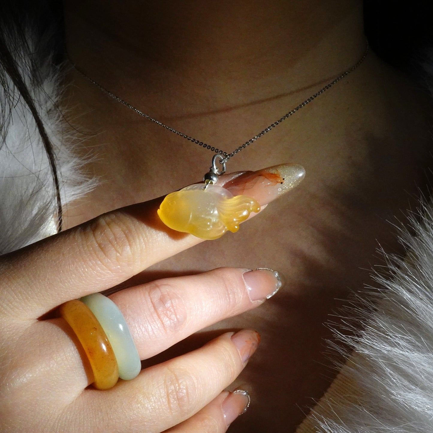 Lucky Goldfish - Carnelian Agate Charm