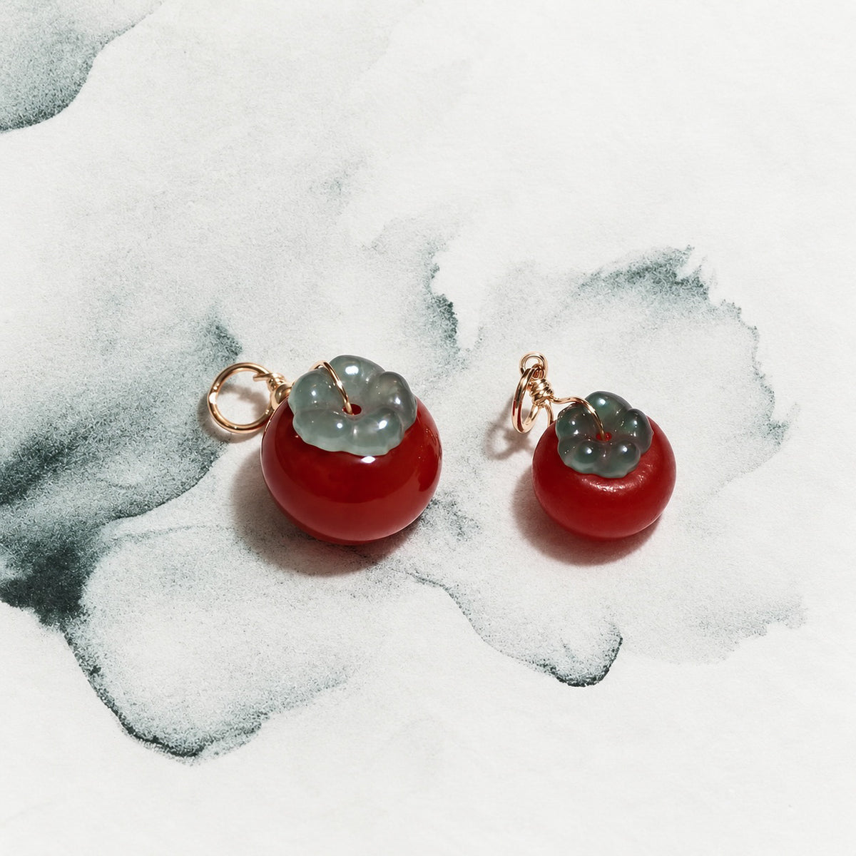 Ruyi Persimmon - Jade Carnelian Charm