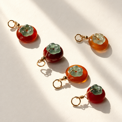 Ruyi Persimmon - Jade Carnelian Charm