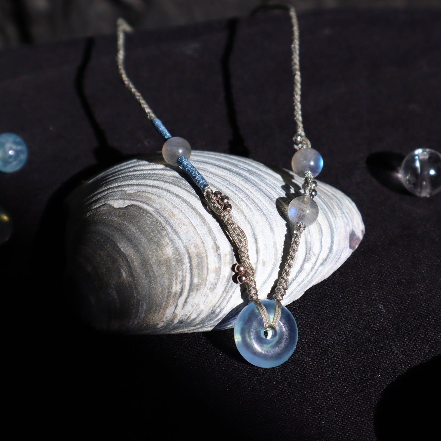 Ping An | Braided Aquamarine Peace Buckle Necklace - Water