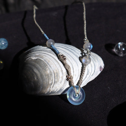 Ping An | Braided Aquamarine Peace Buckle Necklace - Water